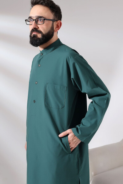 Men's Hajj and Umrah Outfit Double Bottom Top Afghan Team Green - 4