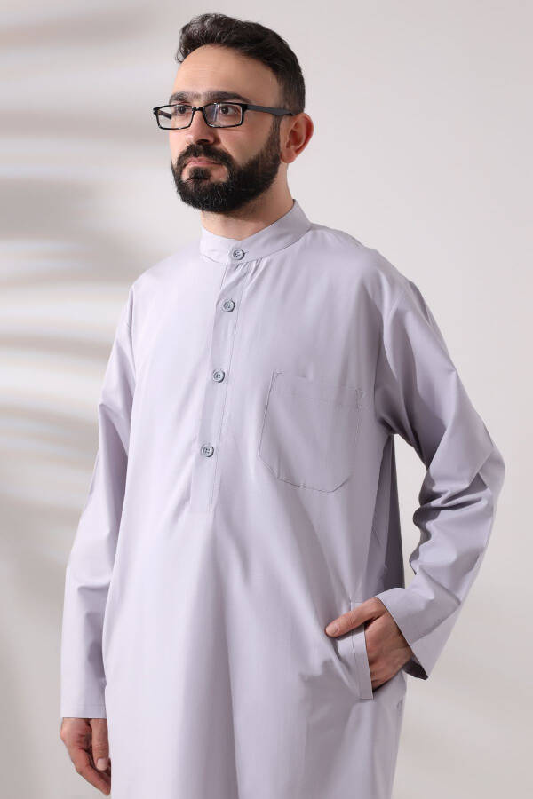 Men's Hajj and Umrah Suit, Two-Piece Afghan Set, Grey - 10