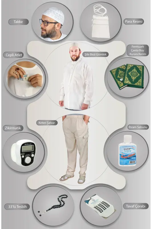 Men's Hajj Umrah Clothing and Cream Essentials Set - IHVAN ONLINE