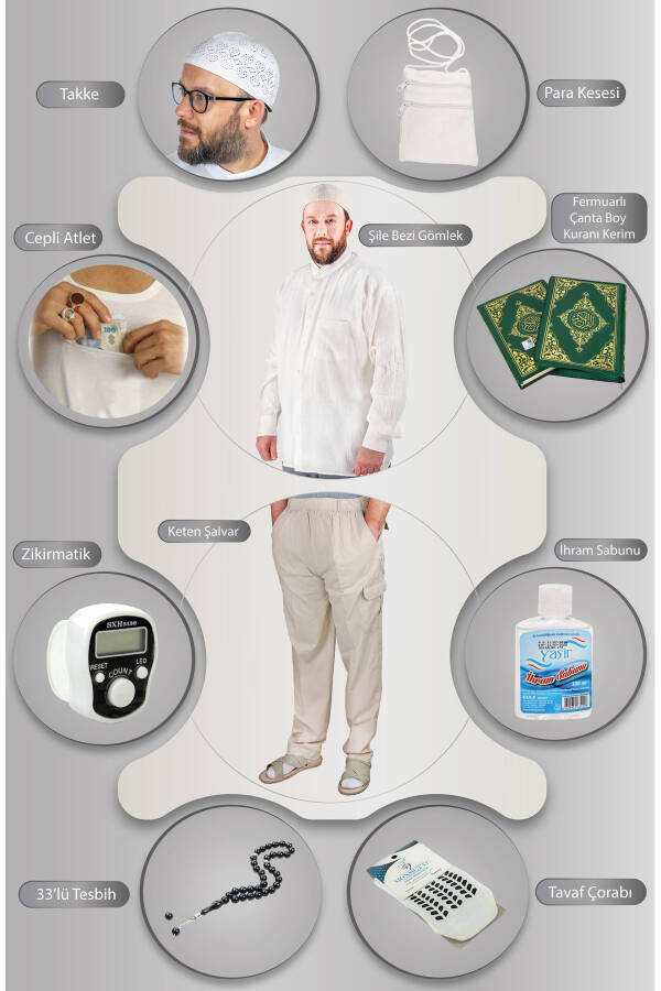 Men's Hajj Umrah Clothing and Cream Essentials Set - 1