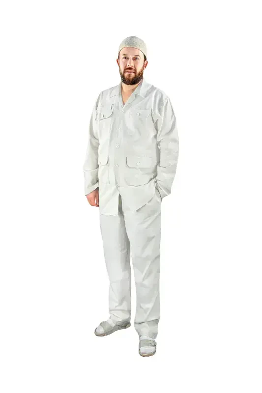 Men's Hajj Umrah Essentials Set Safari Suit Cream-Cream - 2