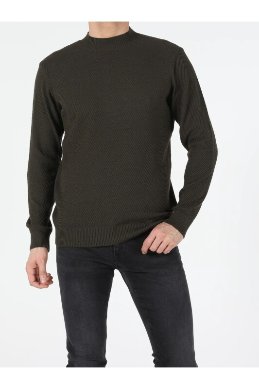 Men's Haki Half Cardigan (Regular Fit) Cl1052173 - 1