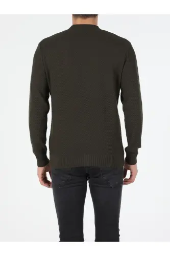 Men's Haki Half Cardigan (Regular Fit) Cl1052173 - COLIN’S (1)