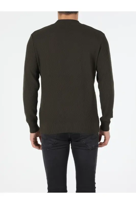 Men's Haki Half Cardigan (Regular Fit) Cl1052173 - 2