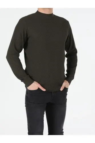 Men's Haki Half Cardigan (Regular Fit) Cl1052173 - 3