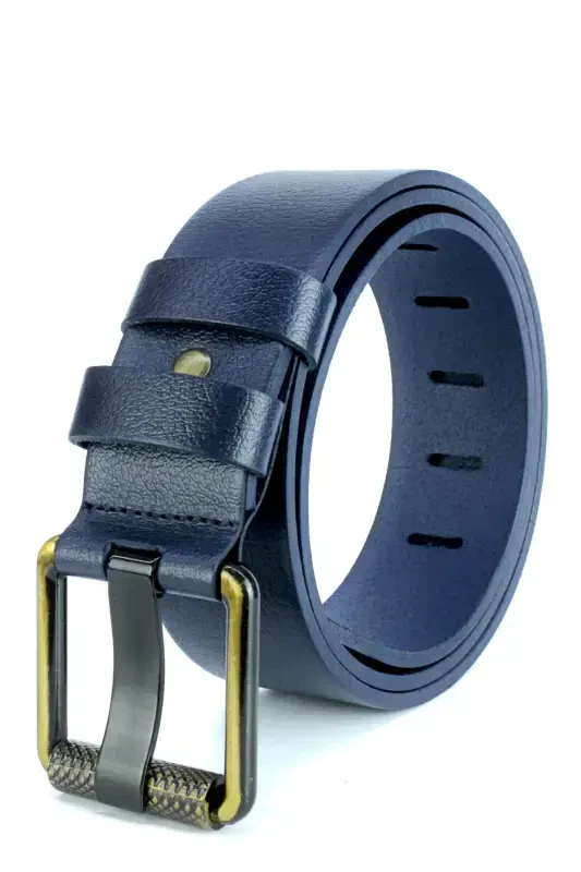 Men's Hakki Leather 4.5 cm. Jeans Belt Navy Blue-Navy Blue - LIVIZE