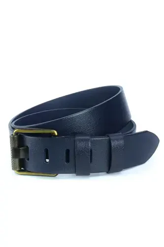 Men's Hakki Leather 4.5 cm. Jeans Belt Navy Blue-Navy Blue - 3
