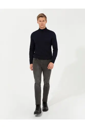 Men's Half Neck Knit Sweater 1465561 Dortmund-046 BLACK - 1