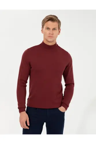 Men's Half Neck Knitted Sweater 1465561 Dortmund-014 BURGUNDY - 3