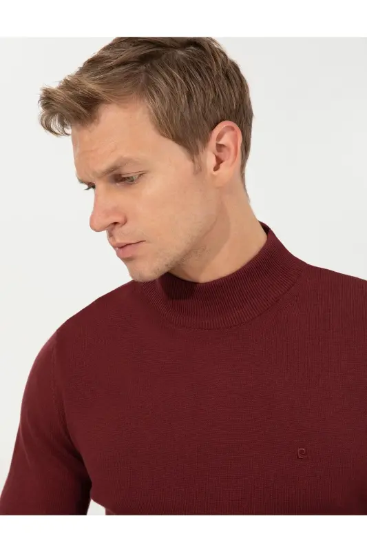 Men's Half Neck Knitted Sweater 1465561 Dortmund-014 BURGUNDY - 4