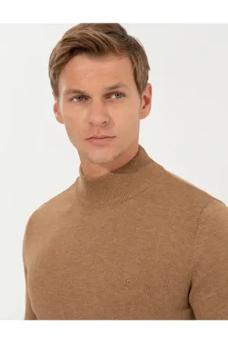 Men's Half Turtleneck Knit Sweater 1465561 Dortmund-122 CAMEL - 1
