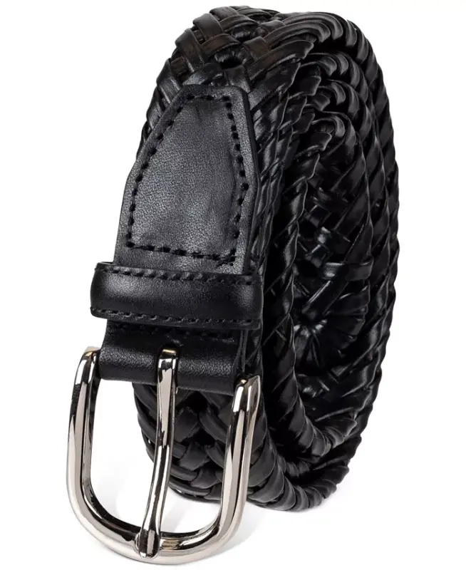 Men's Hand-Laced Braided Belt, Created for Modazone-Black - 2