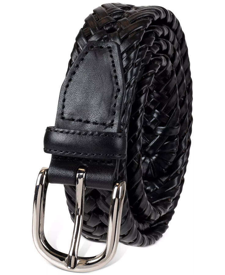 Men's Hand-Laced Braided Belt, Created for Modazone Black - 2