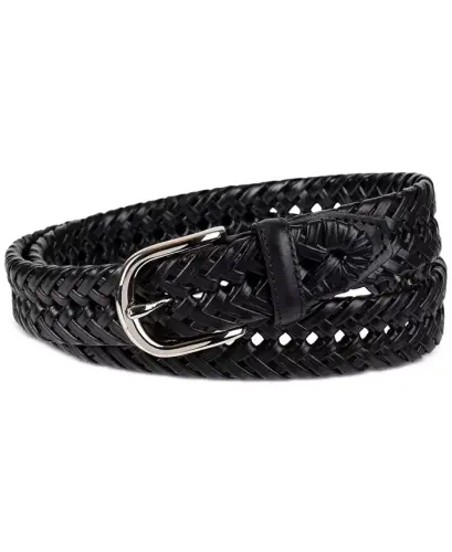 Men's Hand-Laced Braided Belt, Created for Modazone - Black - 1