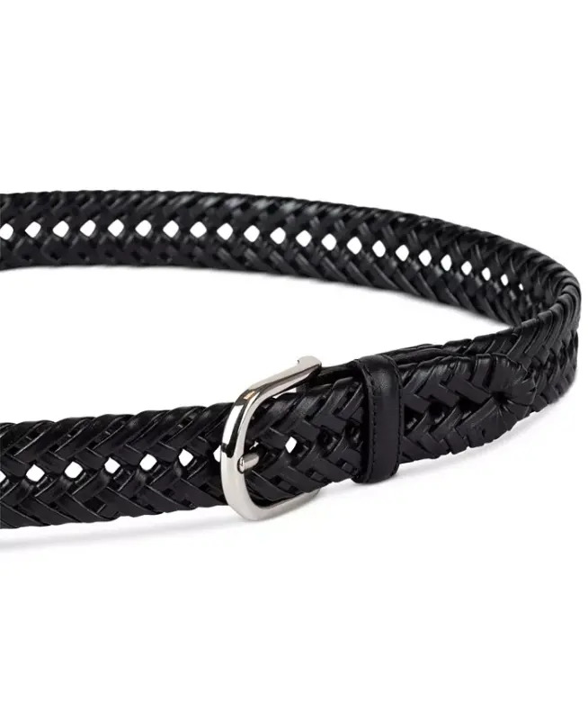 Men's Hand-Laced Braided Belt, Created for Modazone - Black - 3