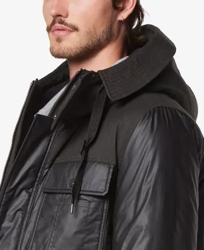 Men's Harrigan Resin & Faux Wool Combo Parka-Black - 4