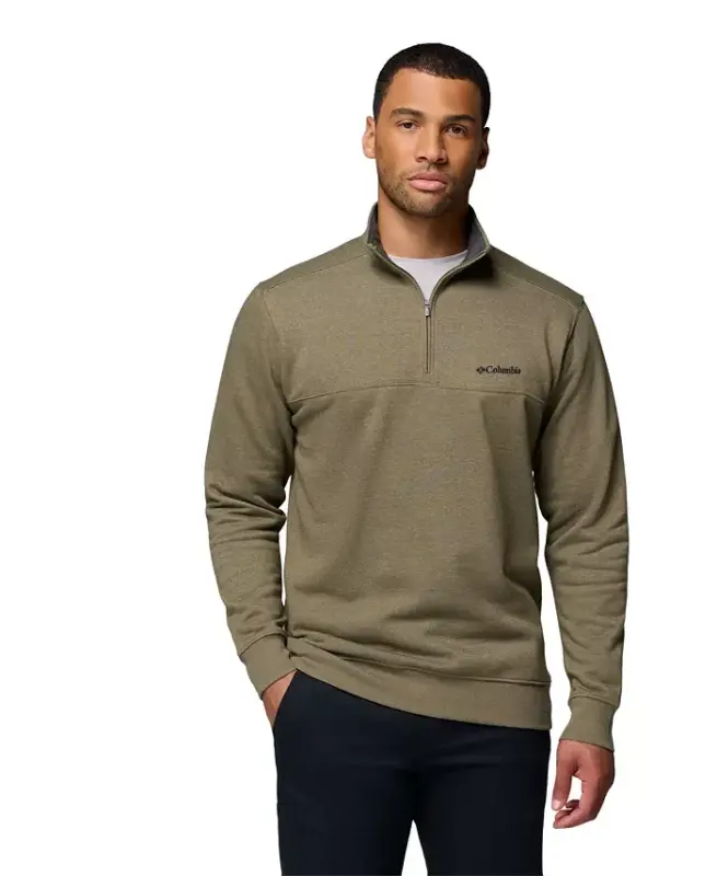 Men's Hart Mountain II Quarter-Zip Fleece Sweatshirt - Stone Green Heather - COLUMBIA