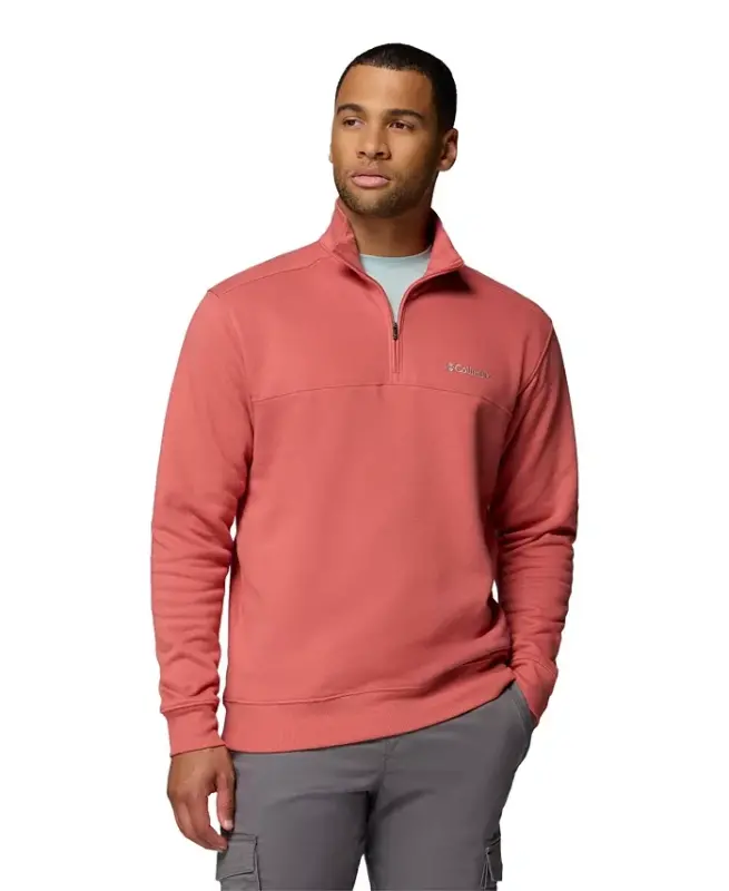 Men's Hart Mountain II Quarter-Zip Fleece Sweatshirt - Washed Red Heather - COLUMBIA
