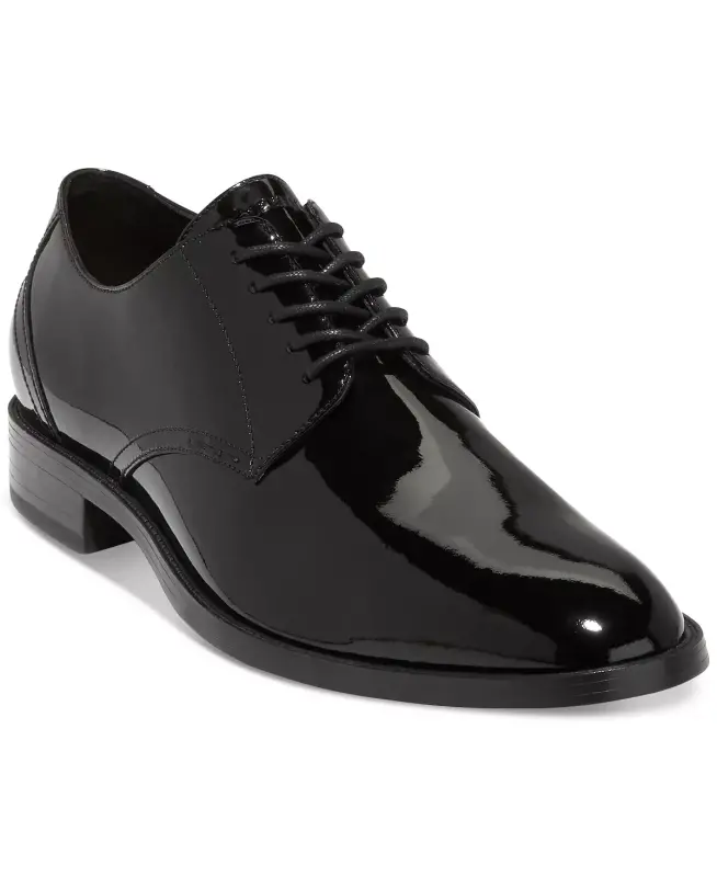Men's Hawthorne Plain Oxford Dress Shoe-Black Patent / Black - COLE HAAN