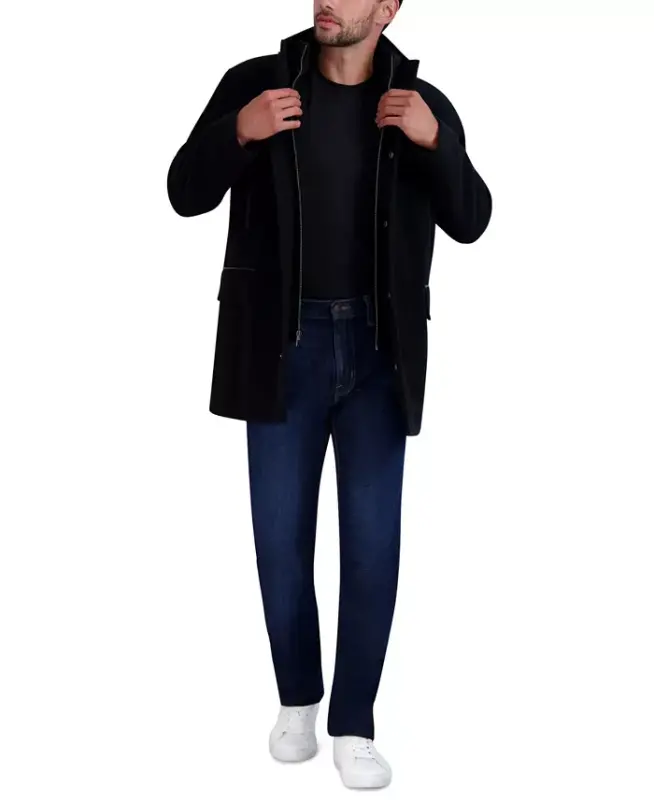 Men's Heavy Plush Car Coat - Black - 1