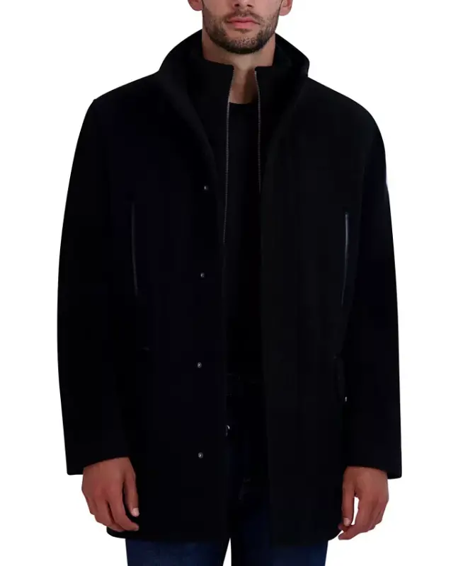 Men's Heavy Plush Car Coat - Black - 4