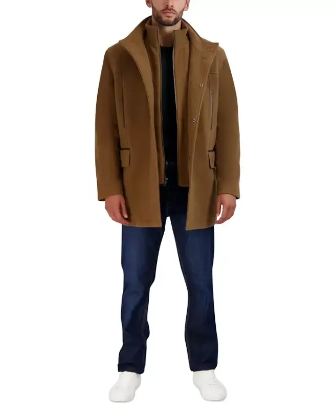 Men's Heavy Plush Car Coat - Camel - COLE HAAN