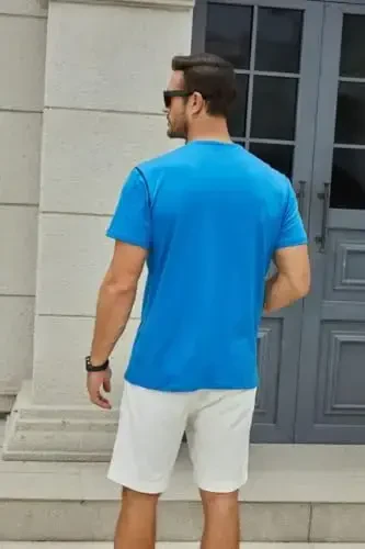 Men's Henley Shirts Short/Long Sleeve Casual Cotton T-Shirt Classic Button Basic Stylish Tees Tops - 5