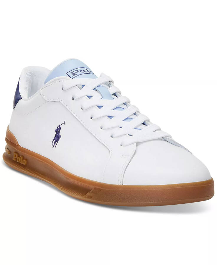 Men's Heritage Court II Leather Lace-Up Sneakers White/Light Blue/Navy - 1