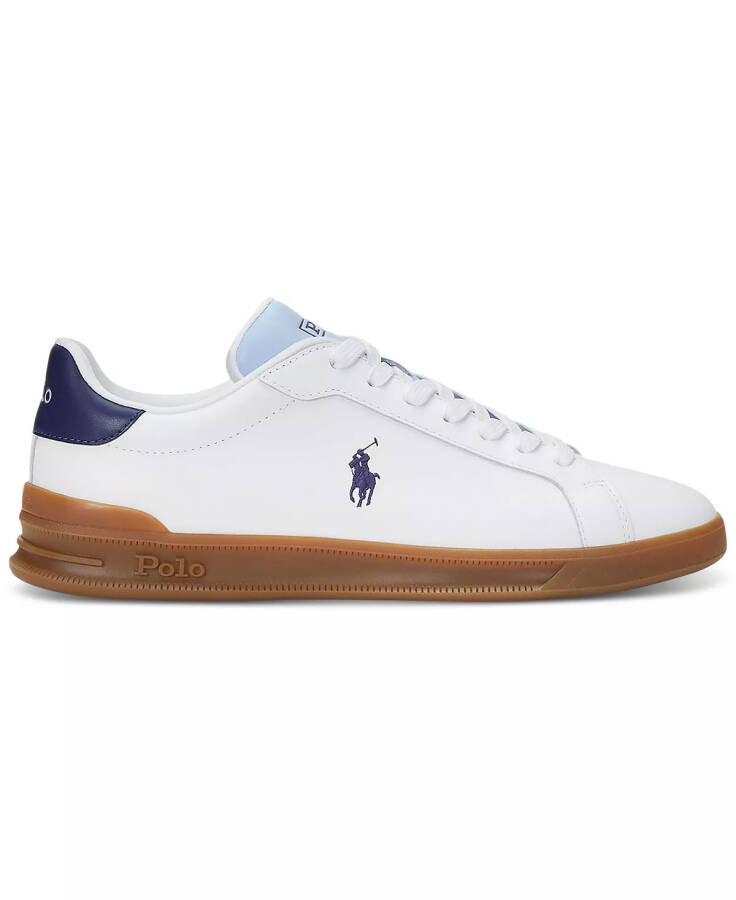 Men's Heritage Court II Leather Lace-Up Sneakers White/Light Blue/Navy - 2