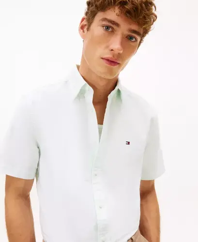 Men's Heritage Short-Sleeve Solid Oxford Shirt - Opal Green - 3