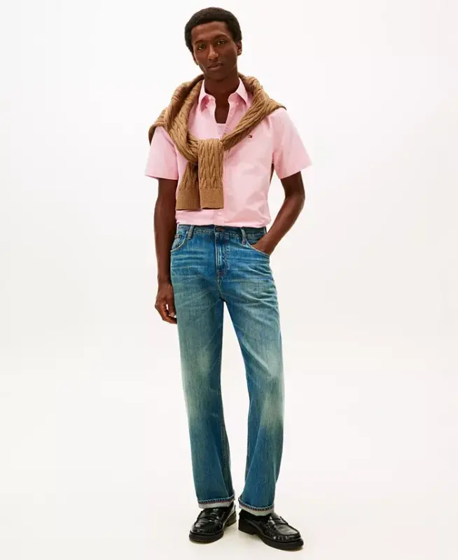 Men's Heritage Short-Sleeve Solid Oxford Shirt - Vintage Red - 2