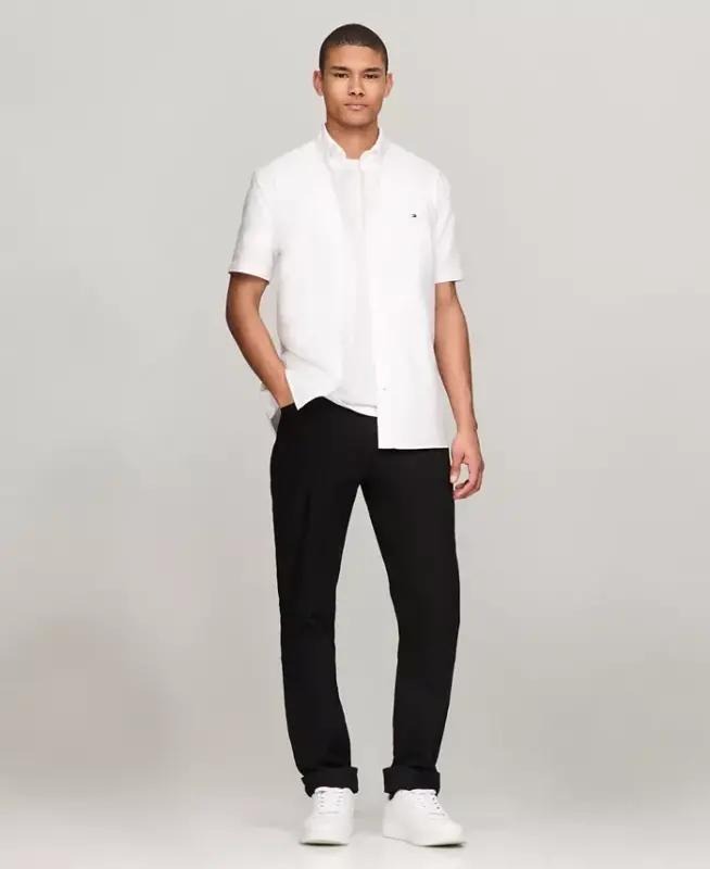 Men's Heritage Short-Sleeve Solid Oxford Shirt - White - 2