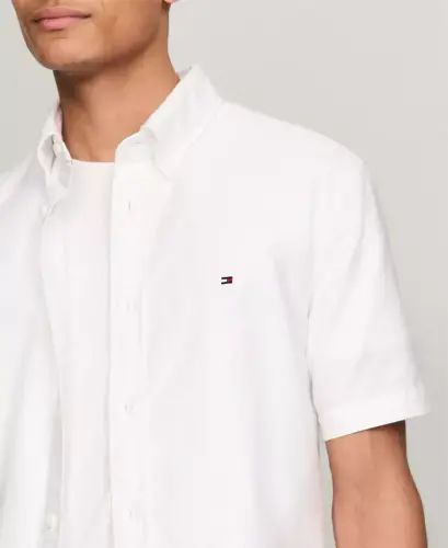 Men's Heritage Short-Sleeve Solid Oxford Shirt - White - 3