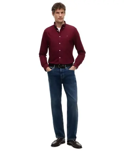 Men's Heritage Regular-Fit Oxford Shirt - Burgundy - TOMMY HILFIGER (1)