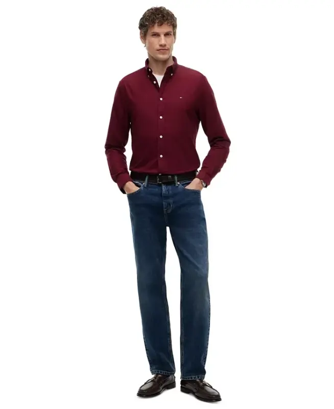 Men's Heritage Regular-Fit Oxford Shirt - Burgundy - 2
