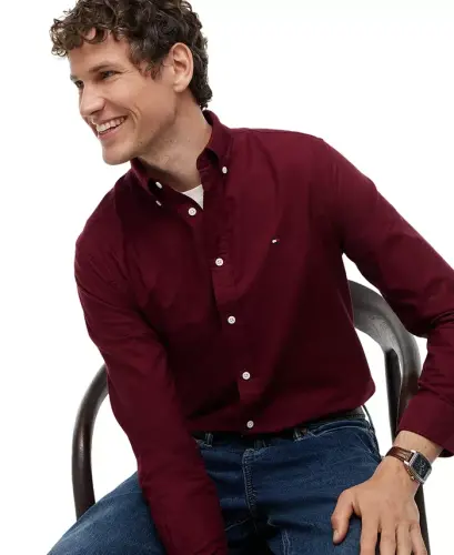 Men's Heritage Regular-Fit Oxford Shirt - Burgundy - 3