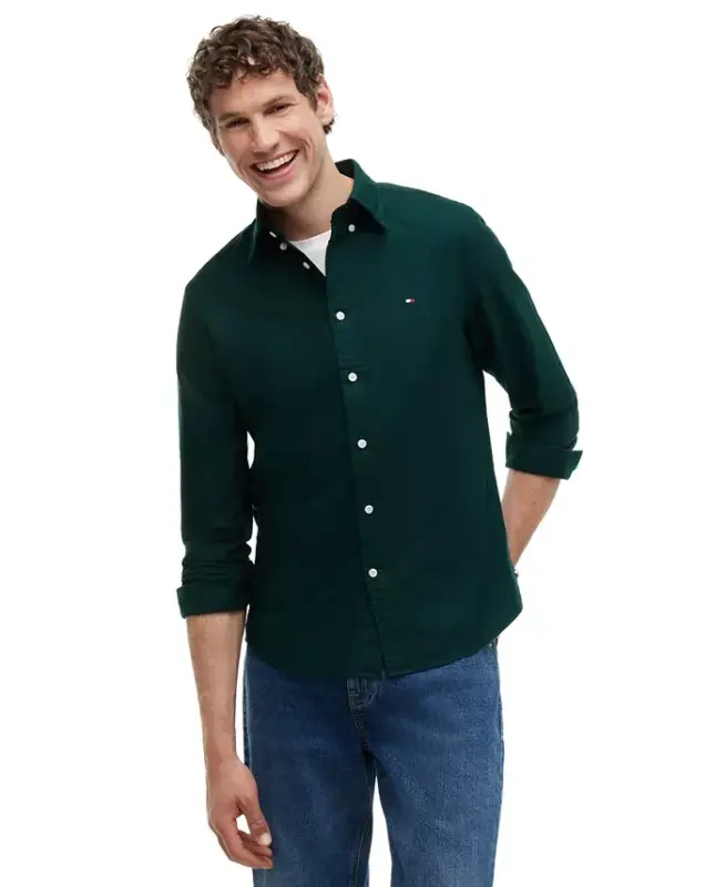 Men's Heritage Regular-Fit Oxford Shirt - HUNTER / HUNTER SOLID - TOMMY HILFIGER