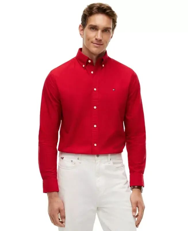 Men's Heritage Regular-Fit Oxford Shirt - Medium Red - Tommy Hilfiger