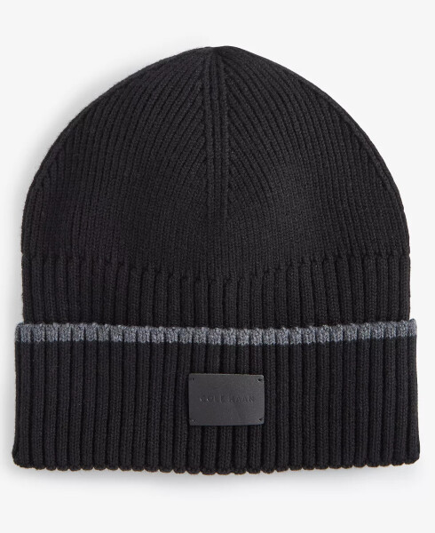 Men's Heritage Ribbed-knit Tipped Cuffed Beanie Caviar - 1