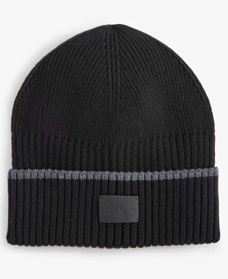 Men's Heritage Ribbed-knit Tipped Cuffed Beanie Caviar - 1