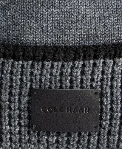 Men's Heritage Ribbed-knit Tipped Cuffed Beanie - Guaranteed Gray - COLE HAAN (1)