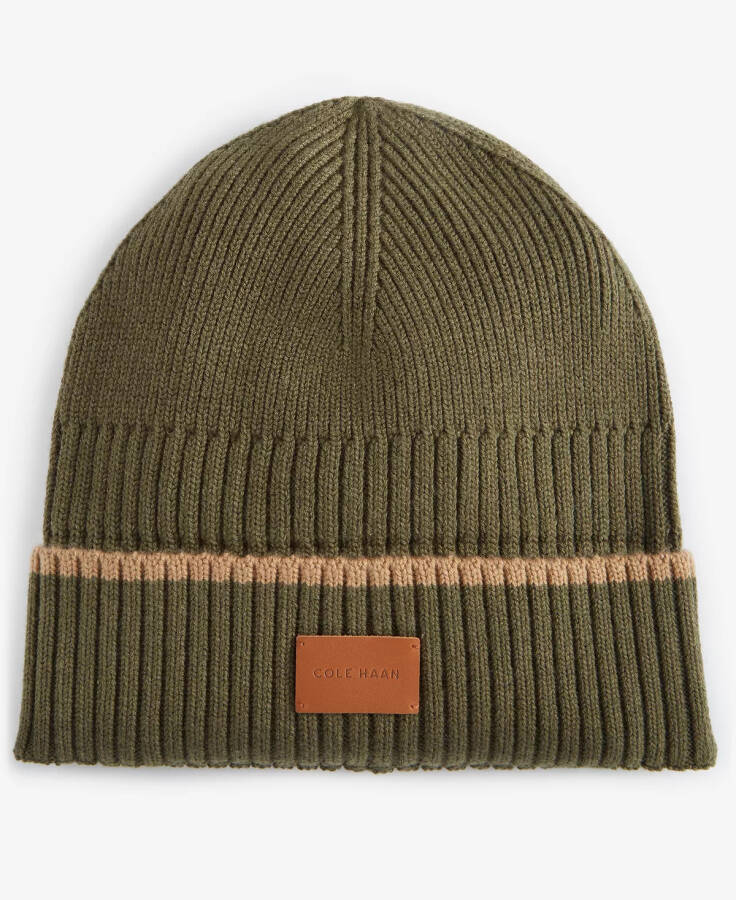 Men's Heritage Ribbed-knit Tipped Cuffed Beanie Olive - 1