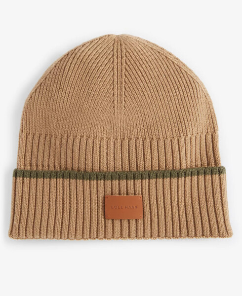 Men's Heritage Ribbed-knit Tipped Cuffed Beanie Oxford Tan - 1