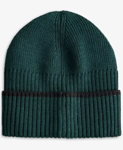 Men's Heritage Ribbed-knit Tipped Cuffed Beanie - Scarab - COLE HAAN (1)