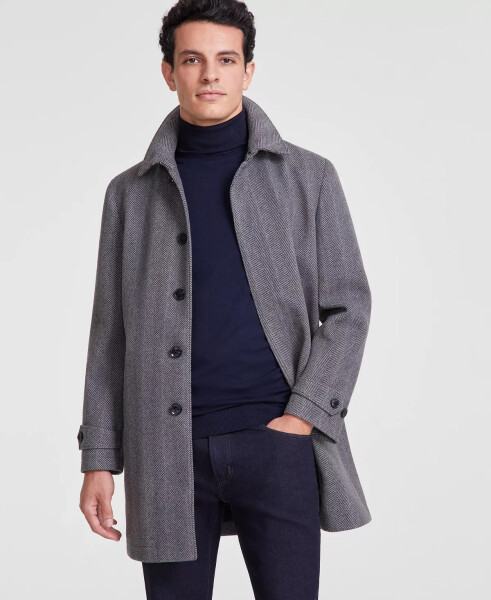 Men's Herringbone Charcoal Overcoat Charcoal - 1