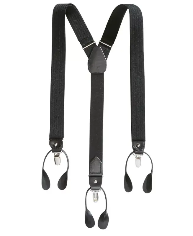 Men's Herringbone Convertible Suspenders-Black - 1