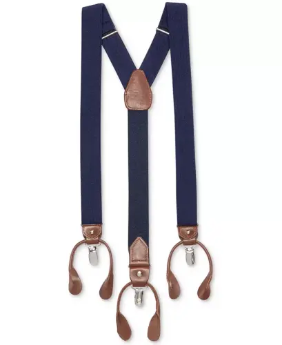 Men's Herringbone Convertible Suspenders-Navy 