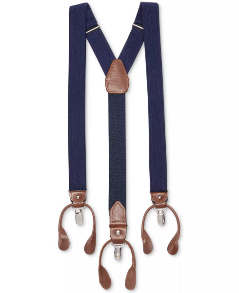 Men's Herringbone Convertible Suspenders Navy - 2