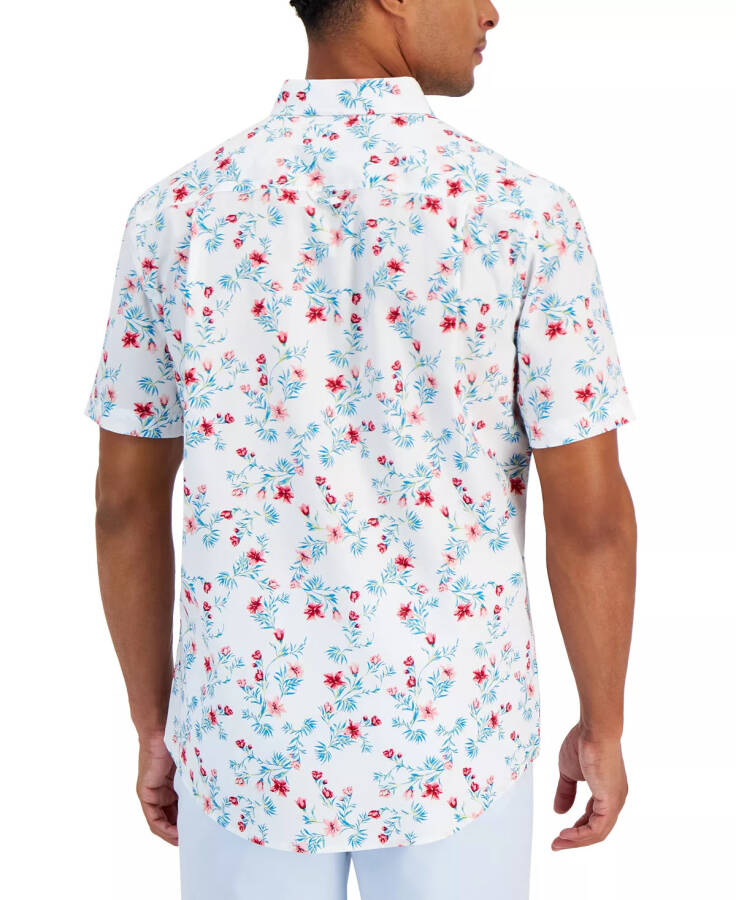 Men's Hibiscus Floral Poplin Shirt, Created for Modazone Bright White - 5