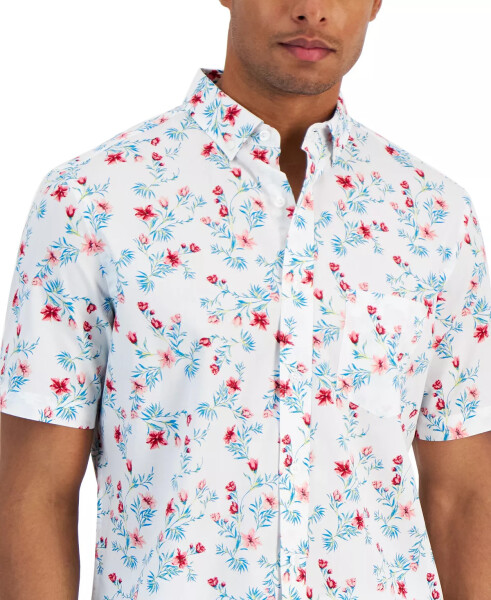 Men's Hibiscus Floral Poplin Shirt, Created for Modazone Bright White - 6